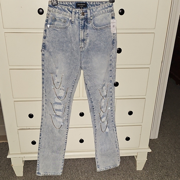 Juicy Couture Denim - Juicy Couture Light Blue Distressed Straight Leg Jeans